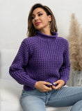 FASHION HIGH-NECKED PULLOVER LOOSE SOLID COLOR SWEATER