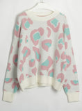 CLASSY MATCHING COLOR LEOPARD CREWNECK SWEATER