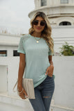 LACE STITCHING ROUND NECK SHORT SLEEVE T-SHIRT