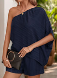 ONE SHOULDER SOLID COLOR JUMPSUIT