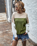 CLASSY CONTRASTING COLOR SWEATER TOP