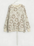 CLASSY LOOSE ROUND NECK PRINTED CASUAL SWEATER