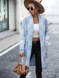 STYLISH LOOSE PLAID COLOR MATCHING SWEATER COAT