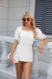 SOLID COLOR SQUARE NECK SHORT SLEEVE T-SHIRT