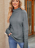 FASHION TURTLENECK TWIST SOLID COLOR KNITTED SWEATER