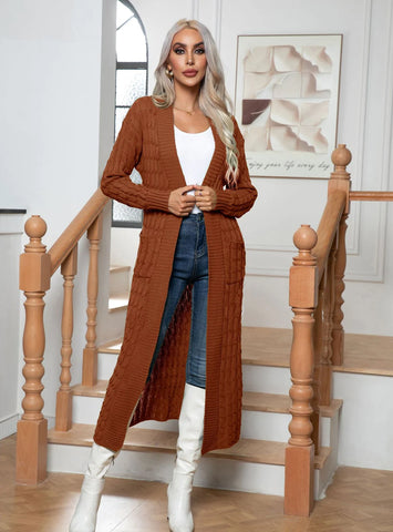 CLASSY TWIST POCKET EXTENDED CARDIGAN SWEATER