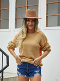 Casual Loose Round Neck Contrast Color Sweater