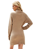 STYLISH KNITTED LONG-SLEEVED TURTLE BECK SWEATER DRESS