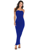 PLEATED SEXY TUBE TOP TIGHT BACKLESS DRESS