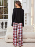 FASHION CASUAL PLAID TROUSERS LONG-SLEEVED PAJAMAS