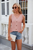 SOLID COLOR ROUND NECK BUTTON DRAWSTRING T-SHIRT