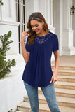 LACE PLEATED SHORT SLEEVE T-SHIRT SHIRT
