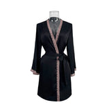 FASHION ICE SILK LONG SLEEVE SILK LACE BATHROBE