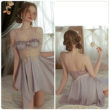 SEXY CHEST PAD ICE SILK SLING NIGHTDRESS ROBE SUIT