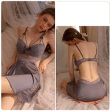 SEXY RING GATHERED LACE HALTER NIGHTDRESS