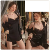 SEXY SATIN SUSPENDER BACKLESS NIGHTDRESS SUIT