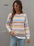 FASHION CREWNECK STRIPED KNITTED SWEATER