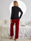 FASHION CHRISTMAS PLAID LOVE LONG SLEEVE SUIT