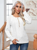 FASHION BUTTON TWISTED LONG SLEEVE TWIST PULLOVER SWEATER