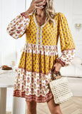 VACATION AND LEISURE BOHEMIAN LONG SLEEVE PRINT DRESS