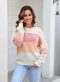 Casual Loose Round Neck Contrast Sweater