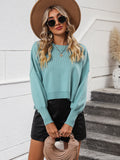 FASHION ROUND NECK SOLID COLOR LOOSE PULLOVER SWEATER