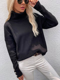 CLASSY SOLID COLOR HIGH NECK BUTTON SWEATER
