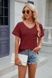 SOLID COLOR POCKET V-NECK SHORT SLEEVE T-SHIRT