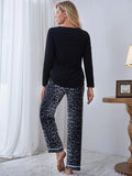 FASHION V-NECK LONG SLEEVE LEOPARD PRINT PAJAMAS