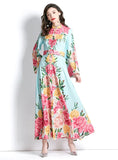 LONG-SLEEVED PALACE HORN SLEEVE PRINT DRESS