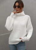 FASHION SOLID COLOR PULLOVER LOOSE TURTLE NECK SWEATER