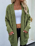 CLASSY LOOSE MEDIUM AND LONG TWISTED ROPE KNITTED CARDIGAN JACKET