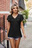 SOLID COLOR V-NECK LOOSE SHORT-SLEEVED T-SHIRT