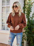 CASUAL SOLID COLOR TWISTED SEMI-TURTLE SWEATER