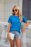 ROUND NECK LACE STITCHING SHORT SLEEVE T-SHIRT