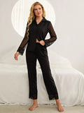 Breathable Comfort Black Lace-Trimmed Pajama Set