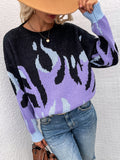 CLASSY MEDIUM AND LONG ROUND NECK PRINTED LOOSE SWEATER
