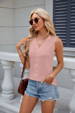 V-NECK LACE STITCHING SLEEVELESS VEST T-SHIRT