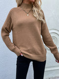 CLASSY SOLID COLOR TURTLENECK PULLOVER LOOSE SWEATER