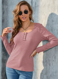 ROUND NECK LONG SLEEVE SOLID COLOR T-SHIRT