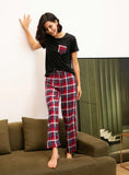 FASHION SHORT-SLEEVED PLAID PAJAMAS SET