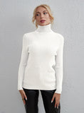 STYLISH SOLID COLOR FASHION HIGH NECK SWEATER