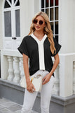 CONTRAST LAPEL CHIFFON SHIRT