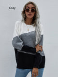 FASHION LOOSE ROUND NECK STRIPED SWEATER