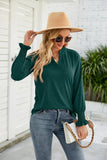 CASUAL V-NECK LOTUS LEAF SLEEVE T-SHIRT