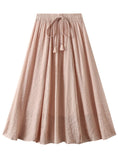 RETRO COTTON AND LINEN DOUBLE SKIRT