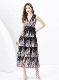 V-NECK PRINTED CAKE DRESS