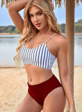 SEXY HIGH WAIST SPLIT STRIPED BEACH BIKINI