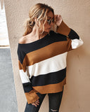 CLASSY WOMEN CONTRAST STRIPED SWEATER