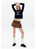 Twist Retro Letters Short Sweater